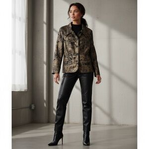 Vintage Lana Lee Women's Brown Camouflage Blazer Jacket size 12